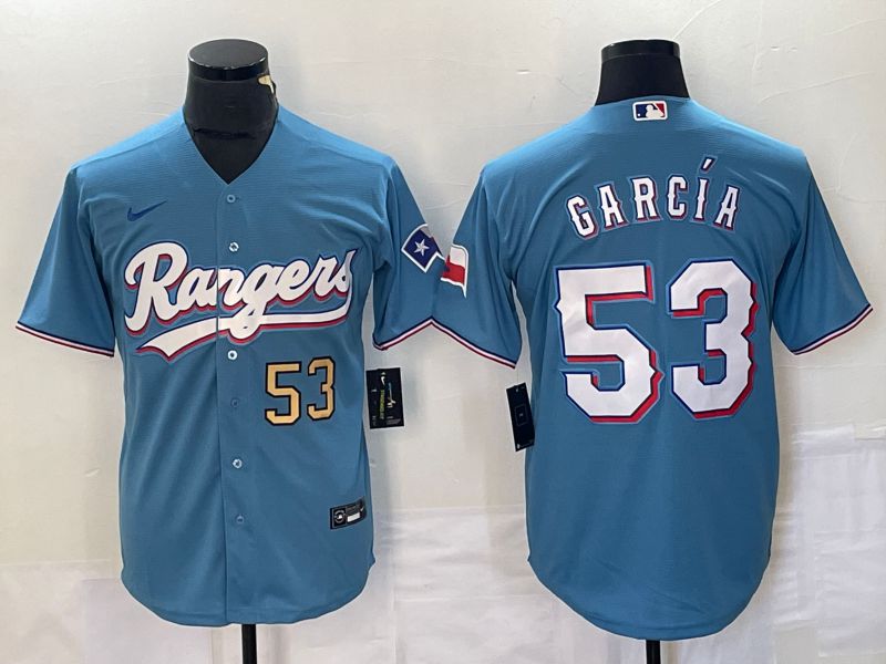Men Texas Rangers #53 Garcia Light Blue Game Nike 2023 MLB Jersey->texas rangers->MLB Jersey